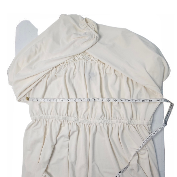 Torrid Studio Crepe Crew Neck Lace Yoke Babydoll Top Blouse - Picture 9 of 11